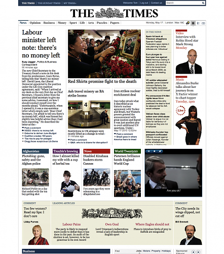 Times.co.uk New Homepage